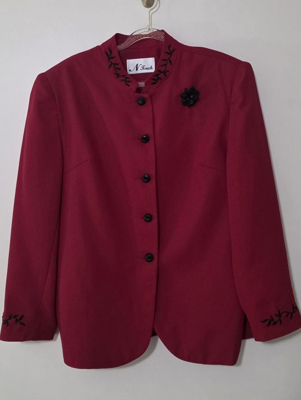 Vintage Embroidered Red Jacket Cottagecore Grandmacore 90s Art To Wear Medium 14